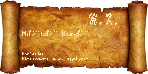 Máté Kunó névjegykártya